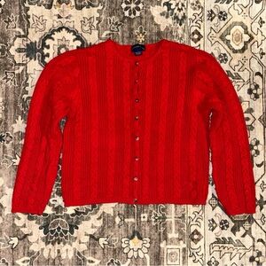 Charter Club VTG Red Cable Knit Cardigan